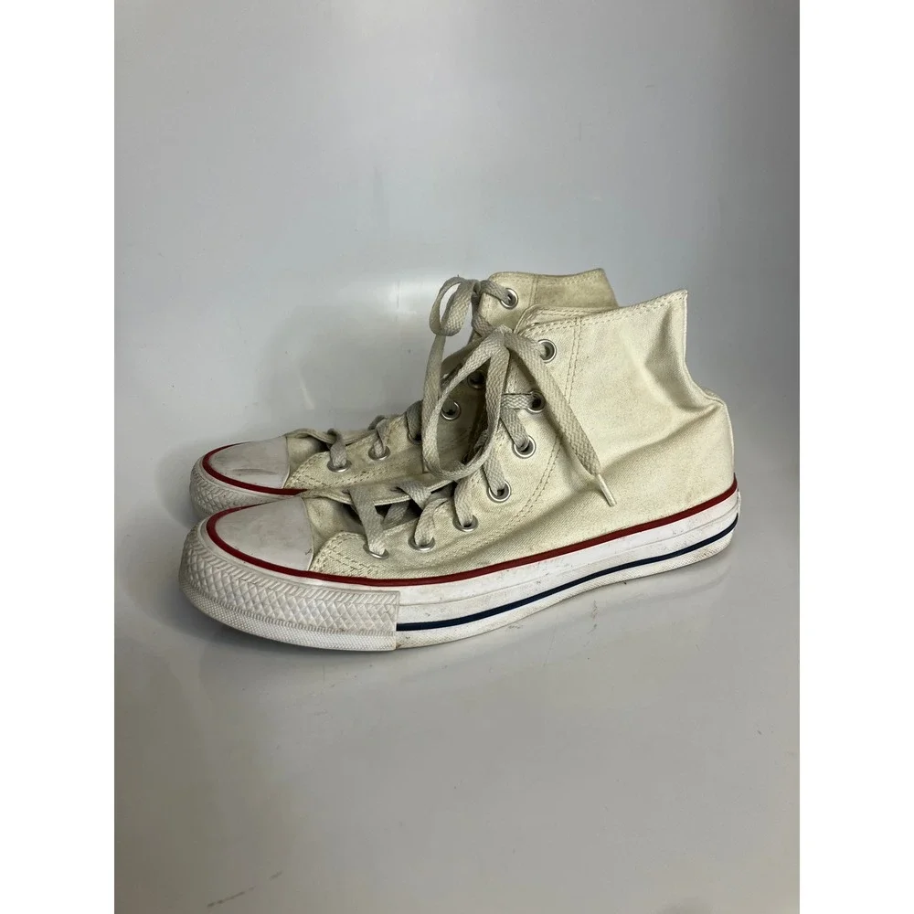 Converse hightop sneakers white lace up unisex sizing women's 8 trendy casual - Picture 1 of 8